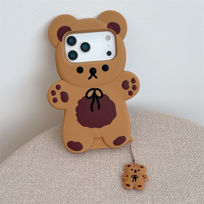 Phone Cases Funny - 3D Cartoon Bear Soft Silicone Phone
