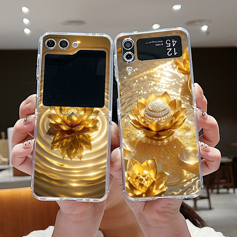 Phone Cases Z Fold 7 - Creative Golden Lotus Flower Pattern Phone