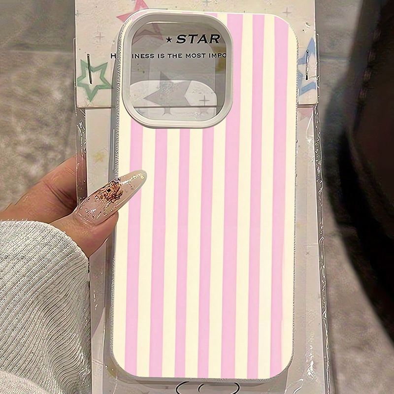 Phone Cases Australia - Simple Pink Vertical Striped Lichee Pattern