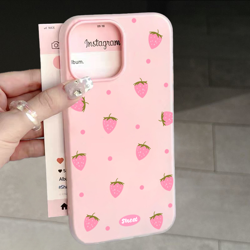Phone Cases Xs Iphone - Sweet Pink Strawberry Pattern Phone Case