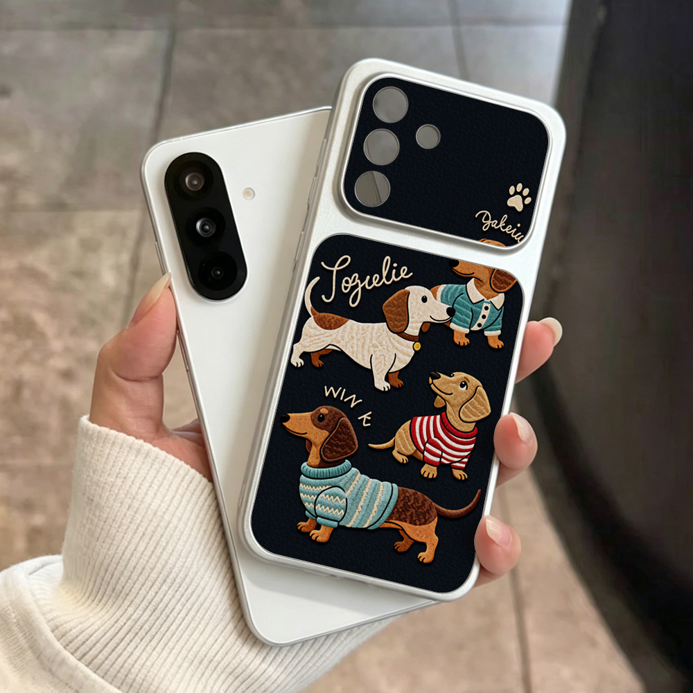 Phone Cases With Camera Cover - Cartoon Puppy Leather Phone Case For