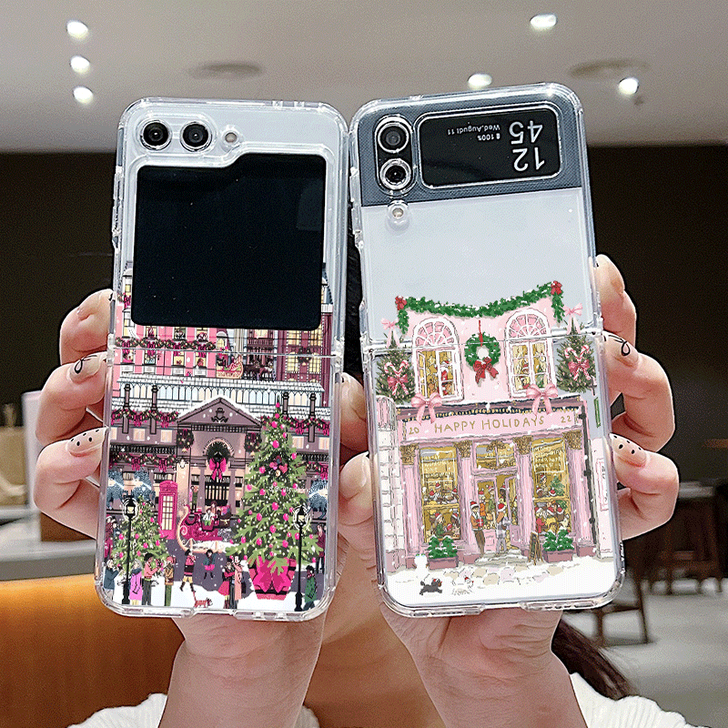 Phone Cases Z Fold 7 - Rural Building Snow Scenery Christmas Clear
