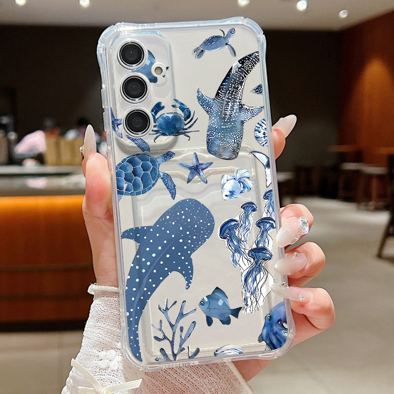Phone Cases With Wallet - Ocean Whale Pattern Phone Case For