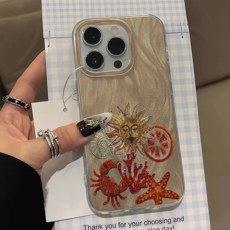 Phone Cases With Camera Cover - Camera Protection Crab and starfish Ice