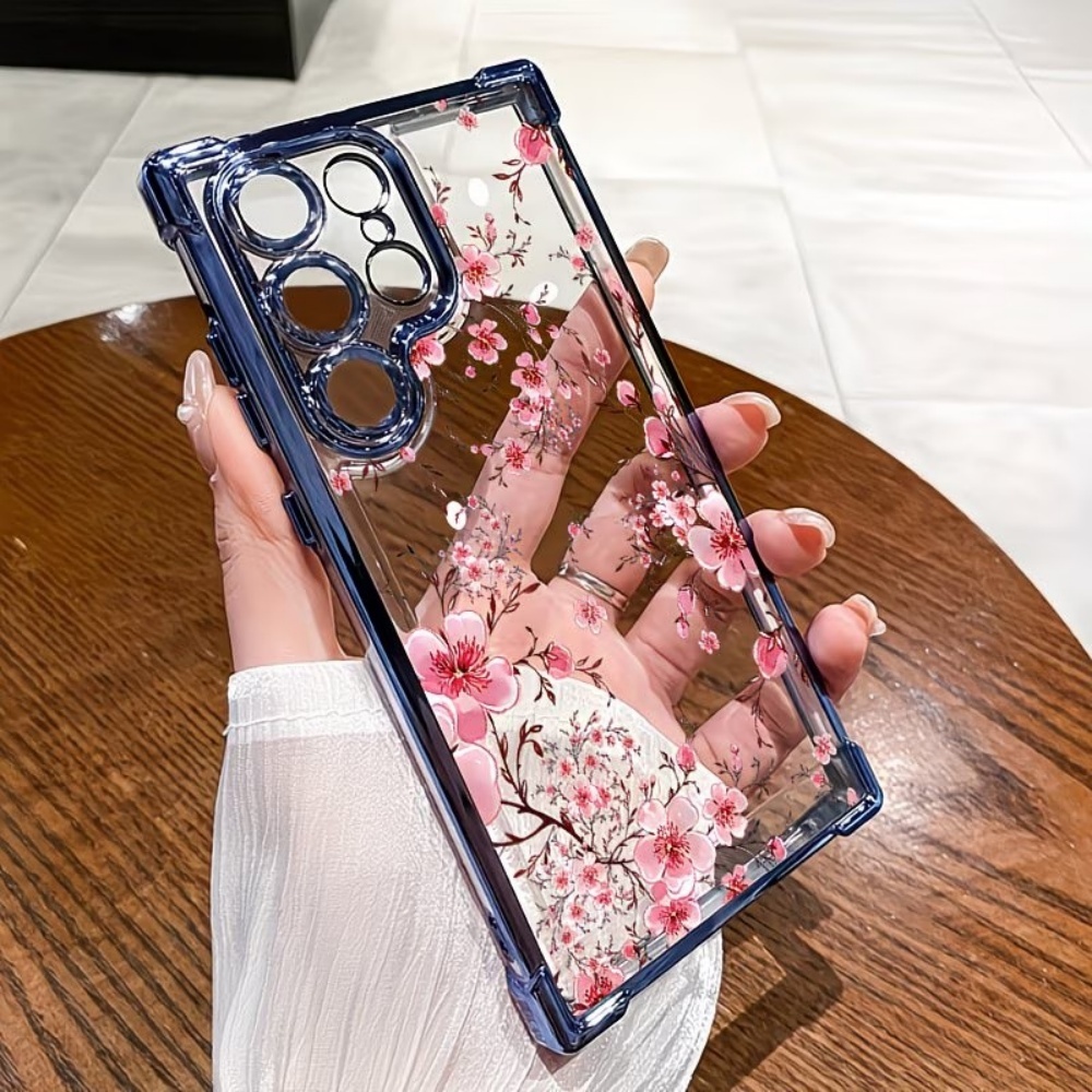 Phone Cases Samsung S25 Ultra - Cherry Blossom Electroplated Four-Corner Anti-Fall Phone