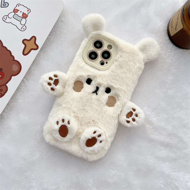 Korean 3D Cartoon Bear Fluffy  - Phone Cases Iphone 17 Pro Max ulasan dan harga