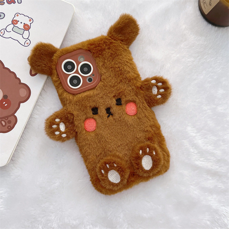 Korean 3D Cartoon Bear Fluffy  - Phone Cases Iphone 17 Pro Max ulasan dan harga