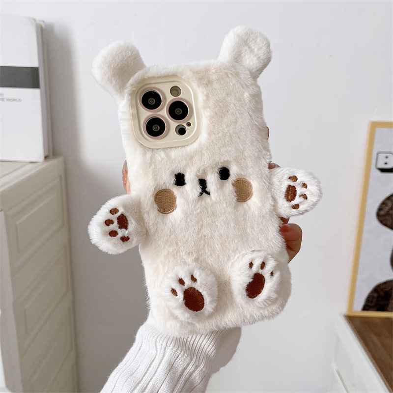 Korean 3D Cartoon Bear Fluffy  - Phone Cases Iphone 17 Pro Max ulasan dan harga
