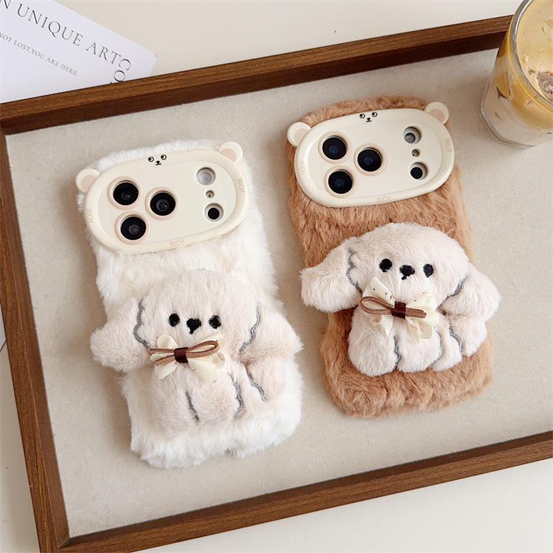 3D Cartoon Bowknot Puppy Warm  - Phone Cases Iphone 17 Pro Max ulasan dan harga