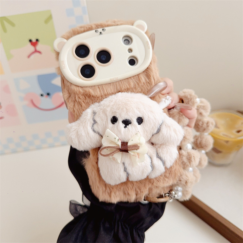 3D Cartoon Bowknot Puppy Warm  - Phone Cases Iphone 17 Pro Max ulasan dan harga