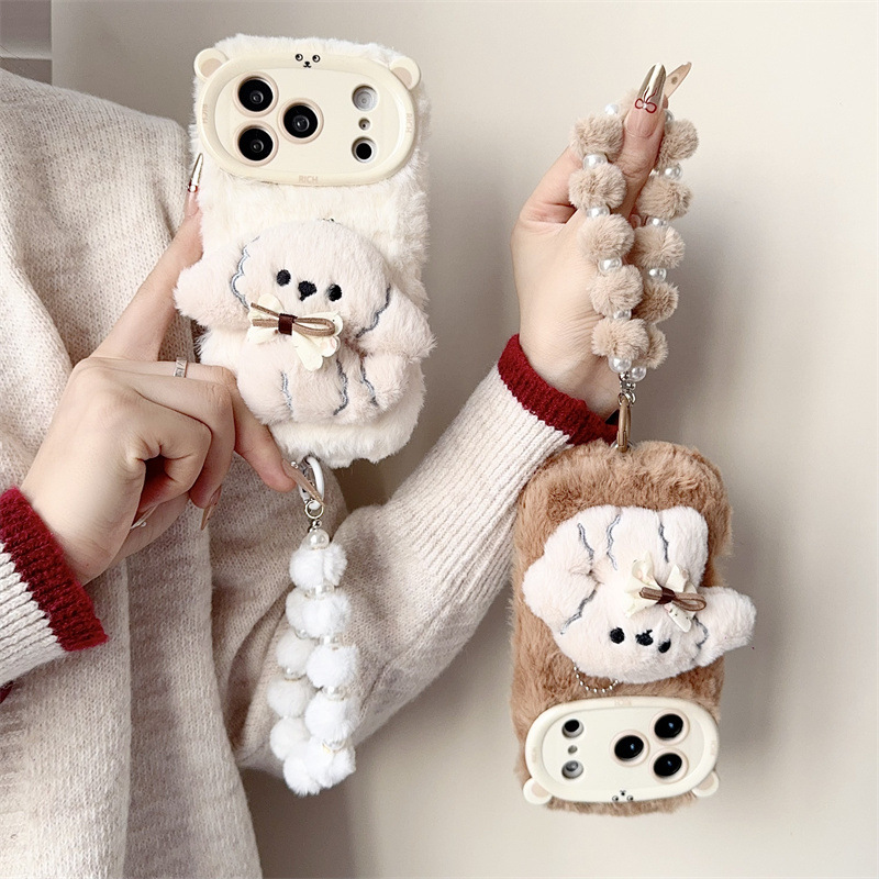 3D Cartoon Bowknot Puppy Warm  - Phone Cases Iphone 17 Pro Max ulasan dan harga