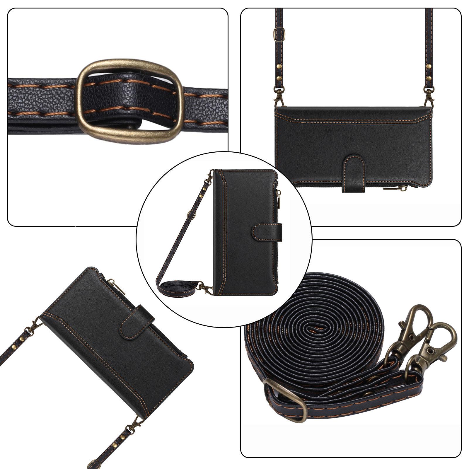 PU Leather Crossbody Flip Wall - Phone Cases With Wallet ulasan dan harga