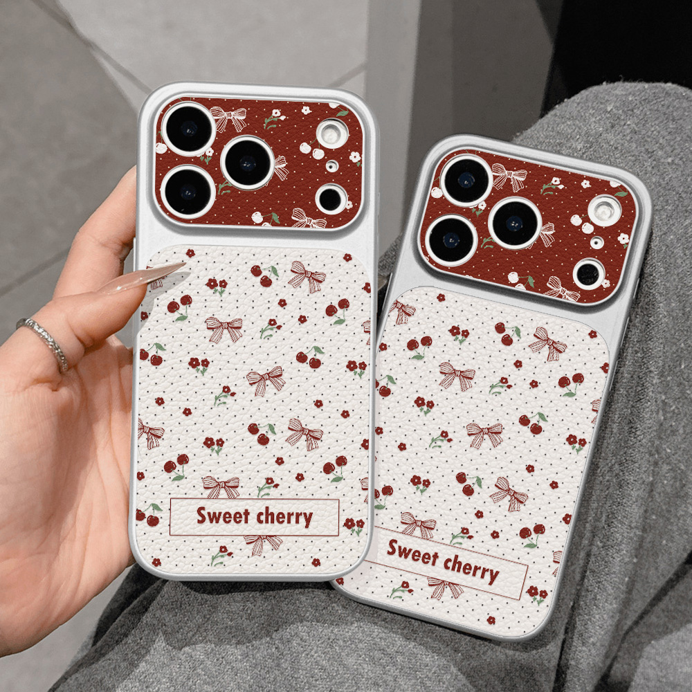 Sweet Cherry Bow Leather Phone - Phone Cases With Camera Cover ulasan dan harga