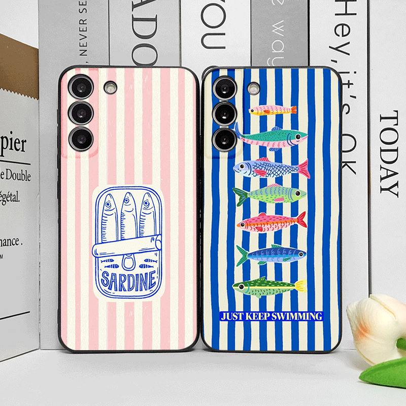 Cute Striped Pattern Sardines  - Phone Cases Funny ulasan dan harga