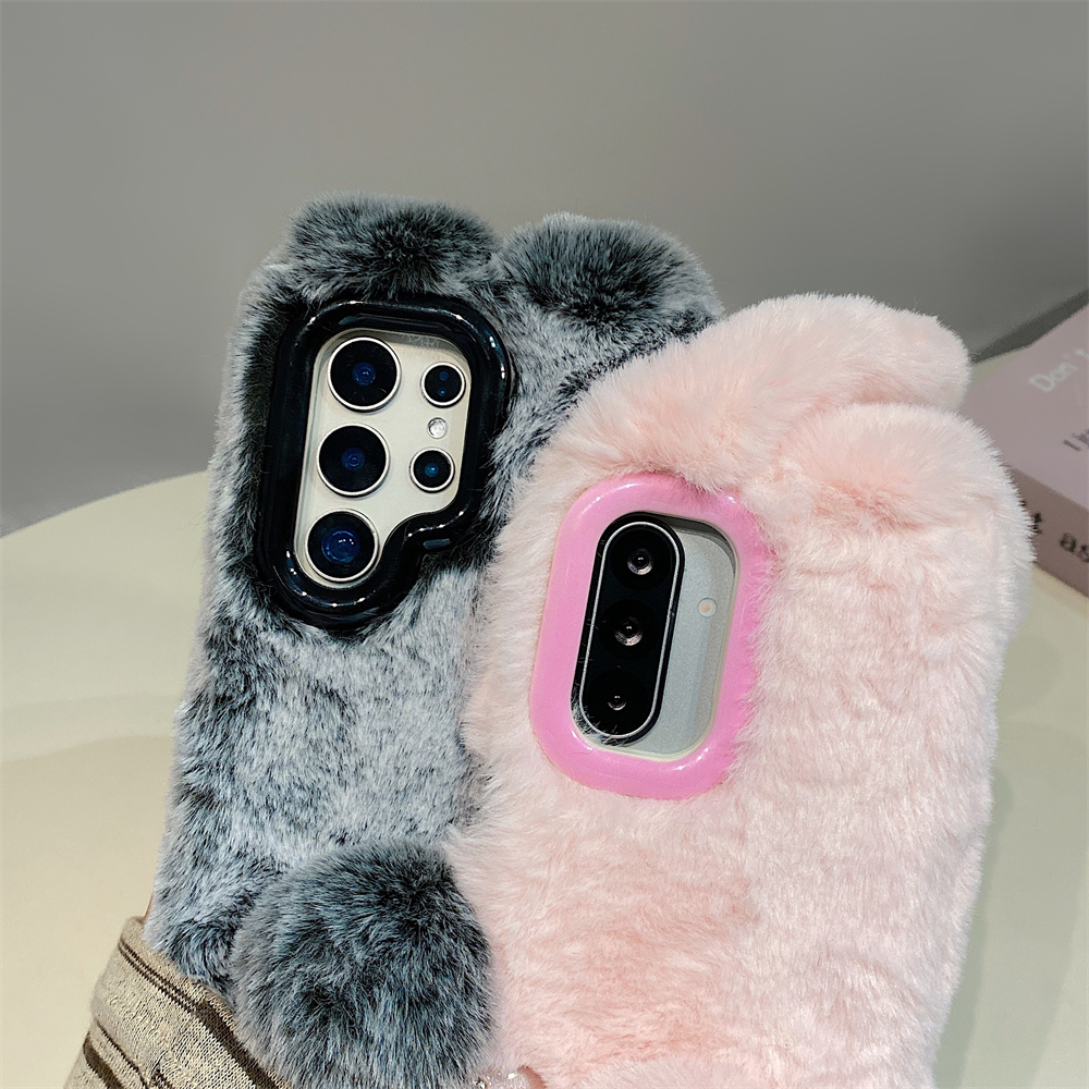 Cute Rabbit Ears Fluffy Stand  - Phone Cases Galaxy S23 ulasan dan harga